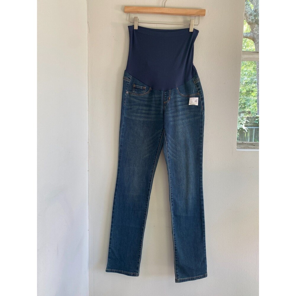NEW Motherhood Maternity Indigo Blue Jeans Straight XS Secret fit Stretch